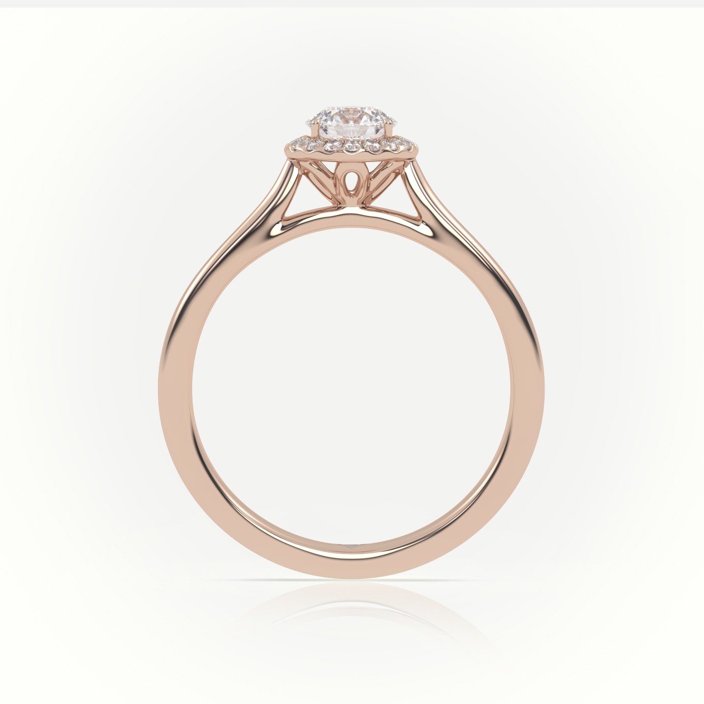 10K ROSE GOLD ROUND CUT DIAMOND 4 PRONGS HALO SETTING ENGAGEMENT RING