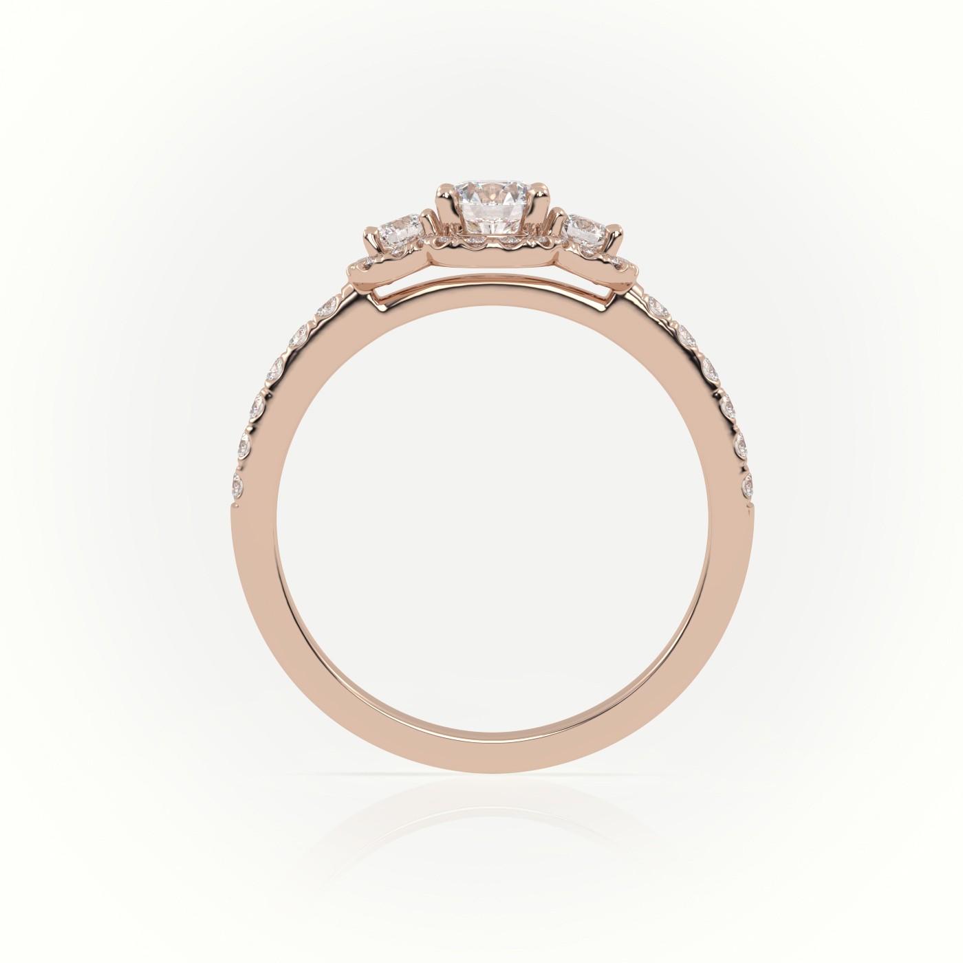 10K ROSE GOLD ROUND-CUT DIAMOND SIDE STONE DESIGNER ENGAGEMENT RING