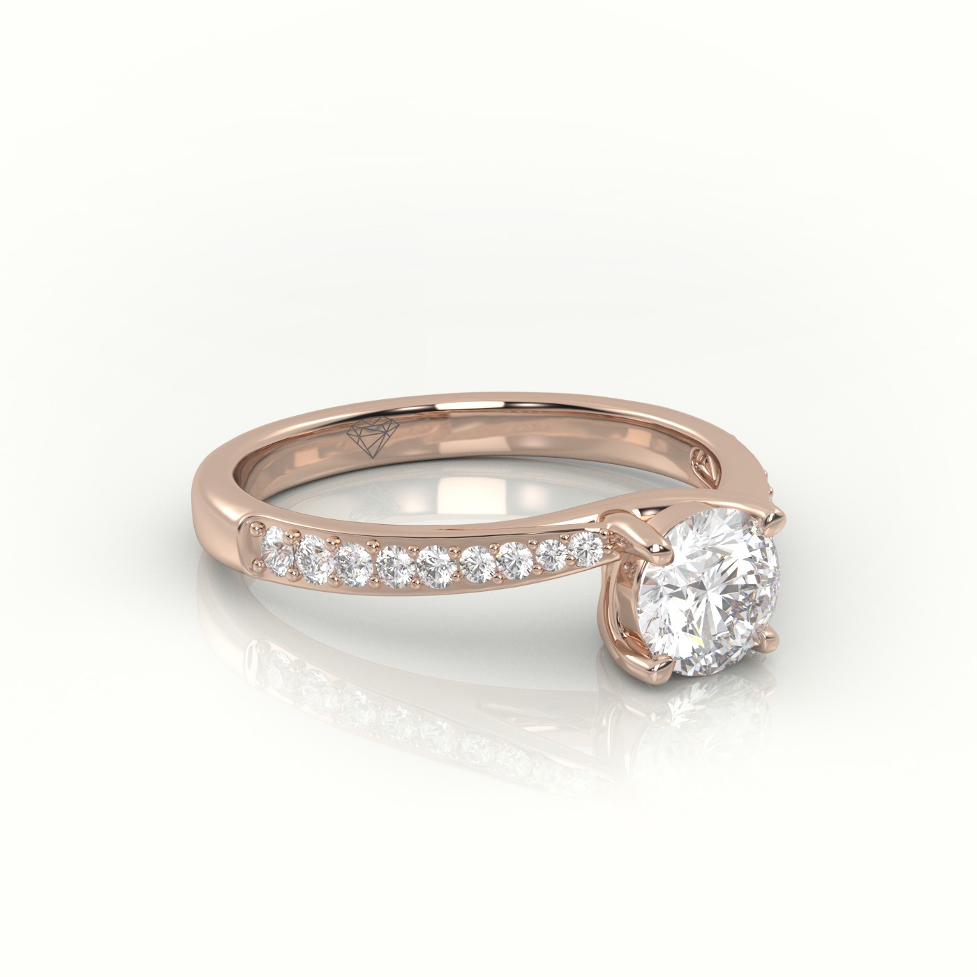 10K ROSE GOLD ROUND-CUT DIAMOND 4 PRONGS DESIGNER ENGAGEMENT RING