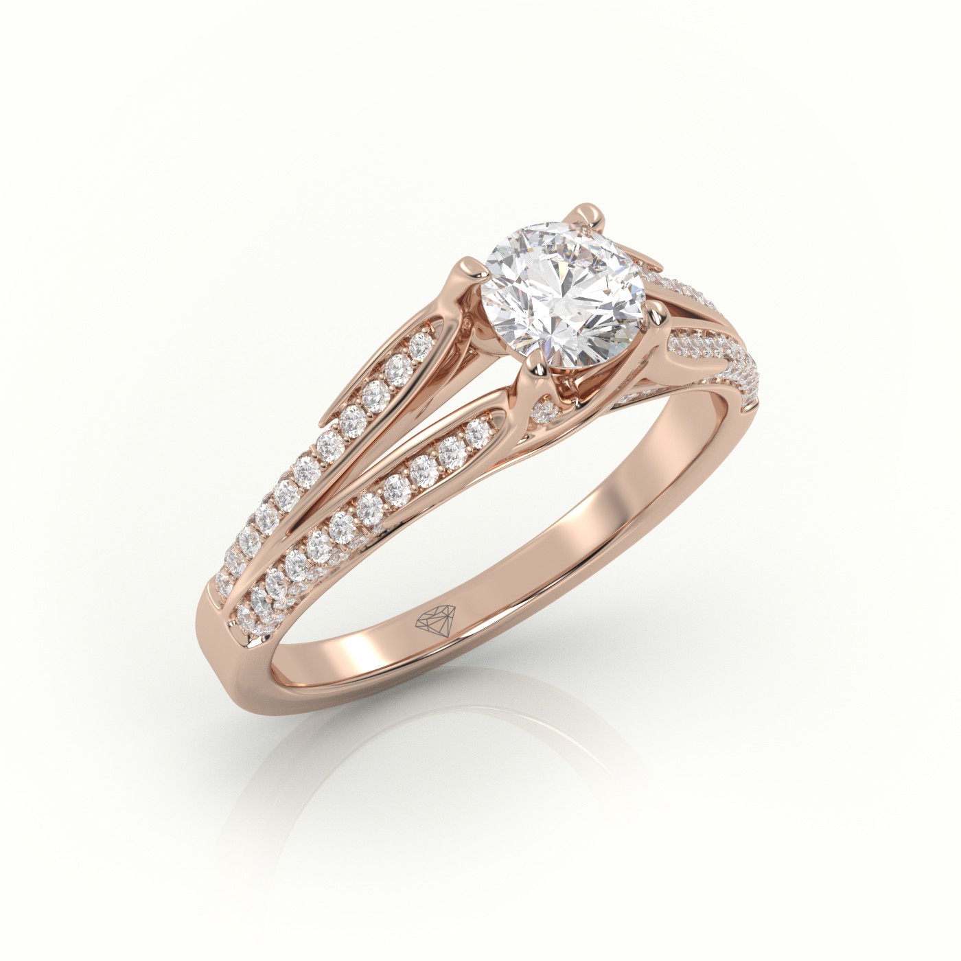 10K ROSE GOLD ROUND CUT DIAMOND 4 PRONGS VINTAGE ENGAGEMENT RING