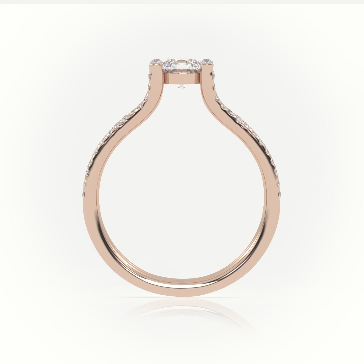 10K ROSE GOLD ROUND CUT DIAMOND SCALLOP SETTING DESIGNER ENGAGEMENT RING