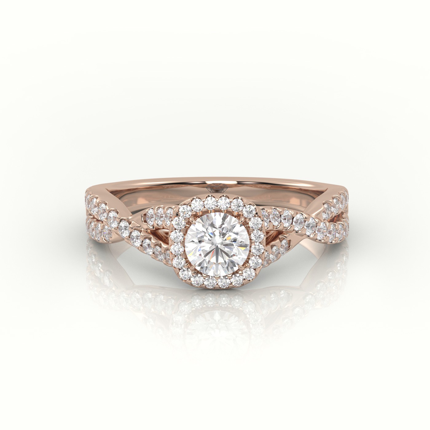 10K ROSE GOLD ROUND CUT DIAMOND 4 PRONGS INFINITY DESIGN ENGAGEMENT RING
