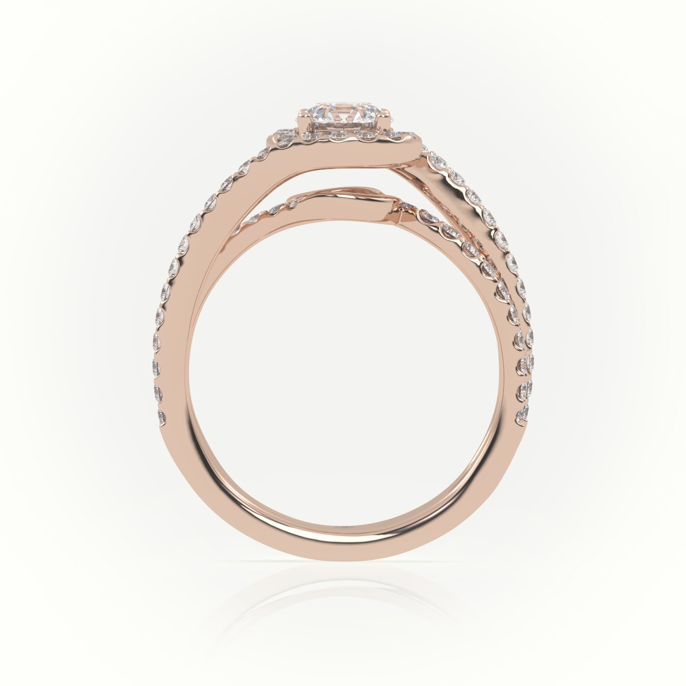 10K ROSE GOLD ROUND CUT DIAMOND 4 PRONGS DOUBLE SWIRL DESIGNER ENGAGEMENT RING