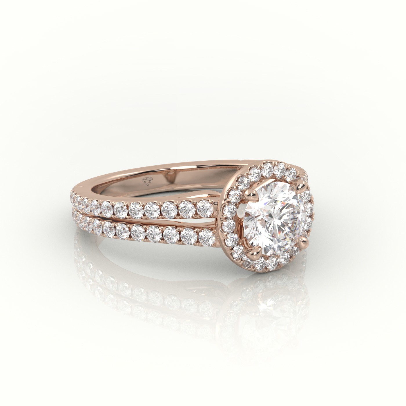 10K ROSE GOLD ROUND CUT DIAMOND 4 PRONGS HALO SETTING VINTAGE ENGAGEMENT RING