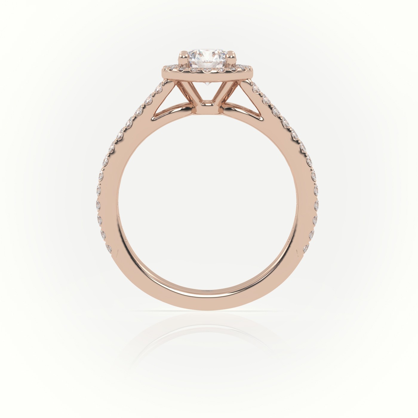 10K ROSE GOLD ROUND CUT DIAMOND 4 PRONGS HALO SETTING VINTAGE ENGAGEMENT RING