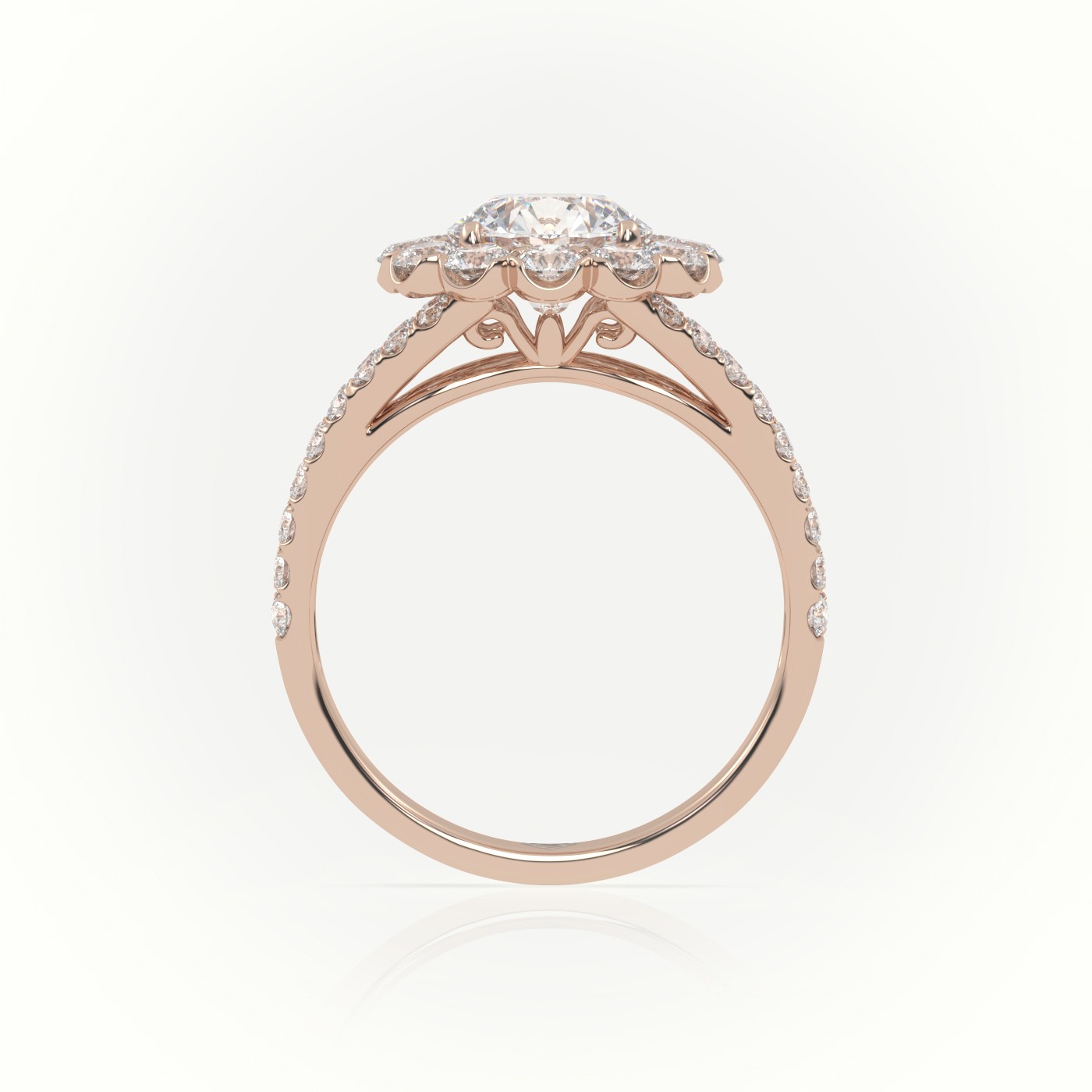 10K ROSE GOLD ROUND CUT DIAMOND 4 PRONGS HALO VINTAGE SETTING ENGAGEMENT RING