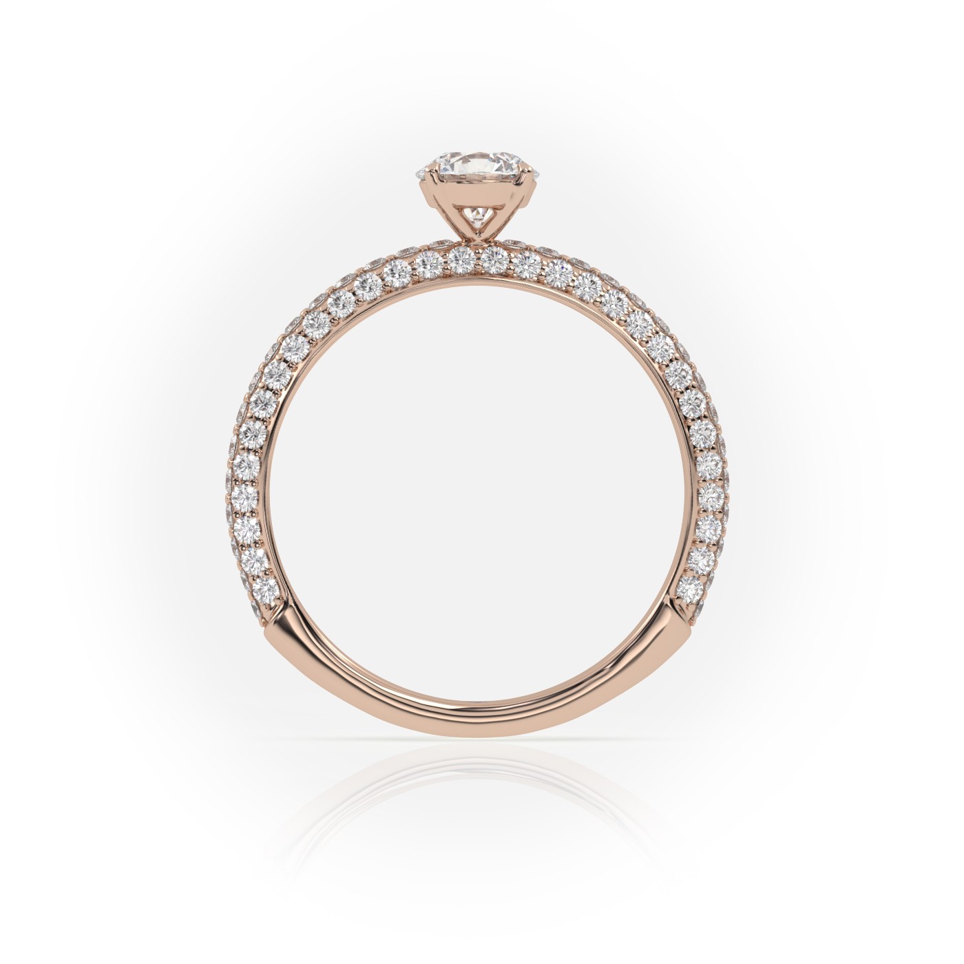 10K ROSE GOLD ROUND CUT 4 PRONGS PAVE SET ENGAGEMENT RING