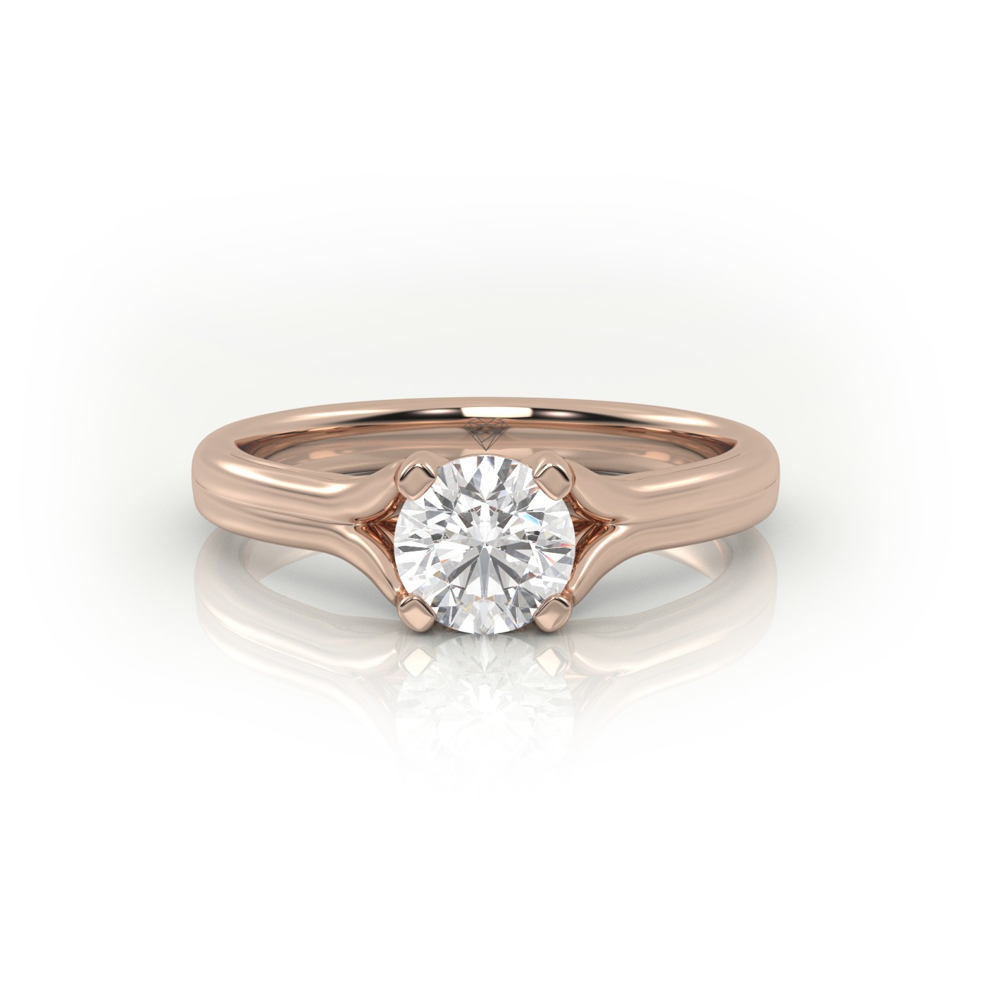 10K ROSE GOLD ROUND CUT 4 PRONGS DOUBLE SHANK SOLITAIRE ENGAGEMENT RING