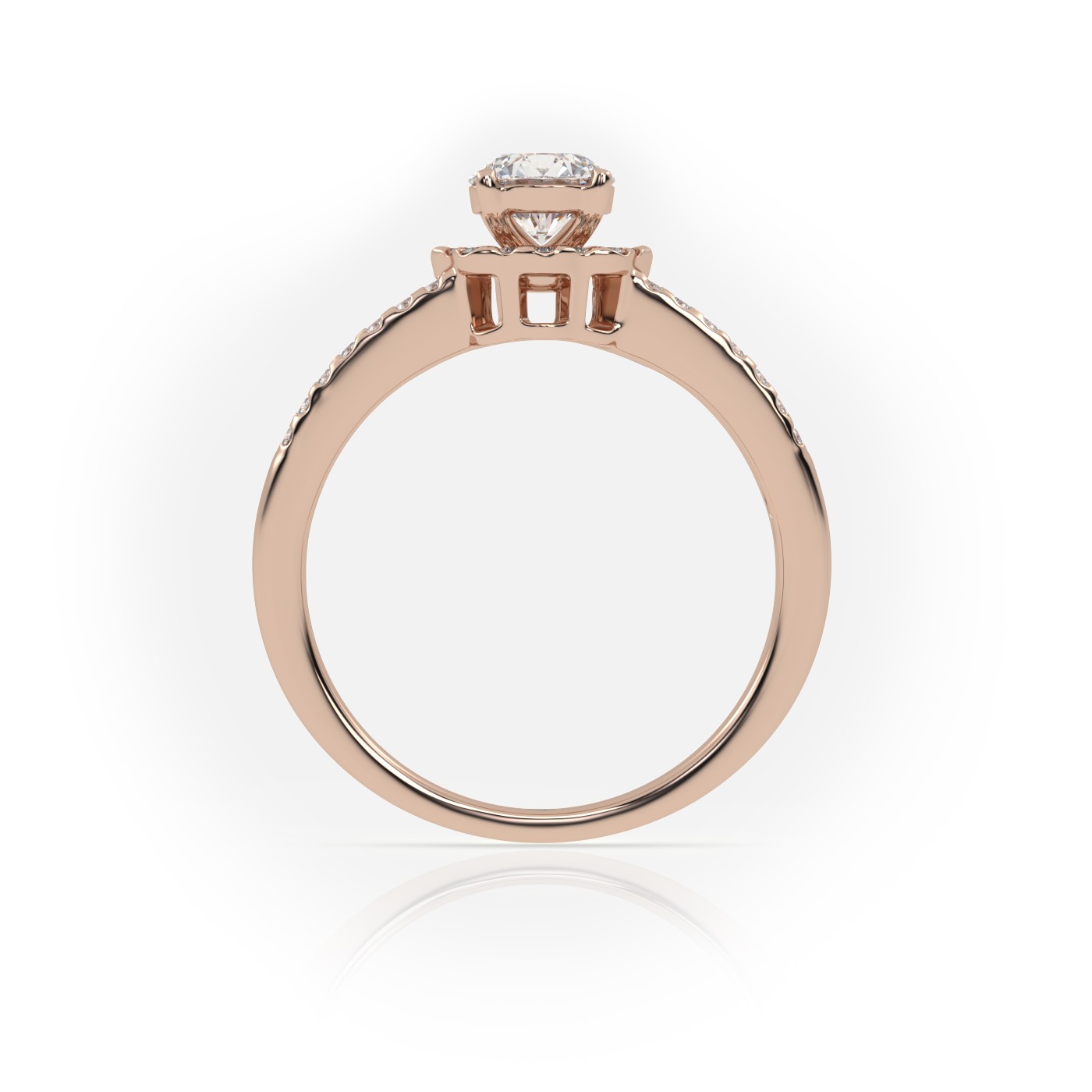 10K ROSE GOLD ROUND CUT 4 PRONGS SCALLOP VINTAGE SET ENGAGEMENT RING