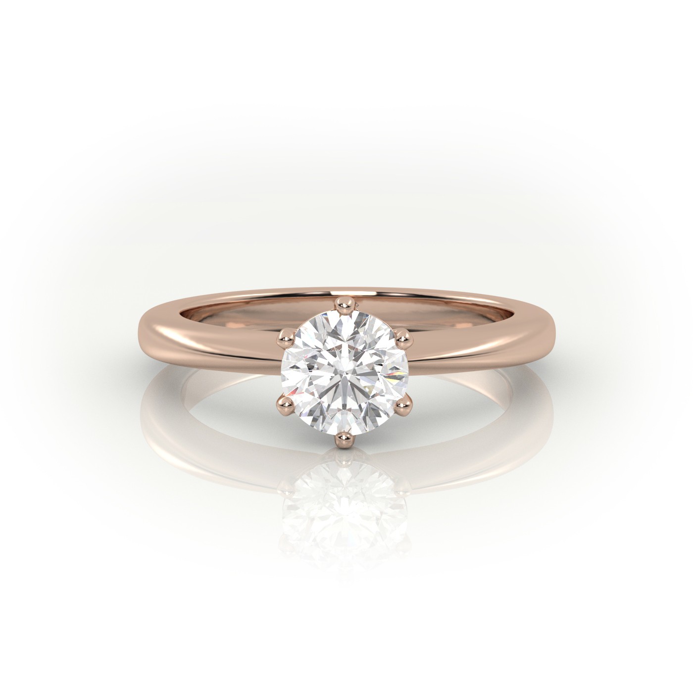10K ROSE GOLD ROUND CUT 6 PRONGS SOLITAIRE ENGAGEMENT RING