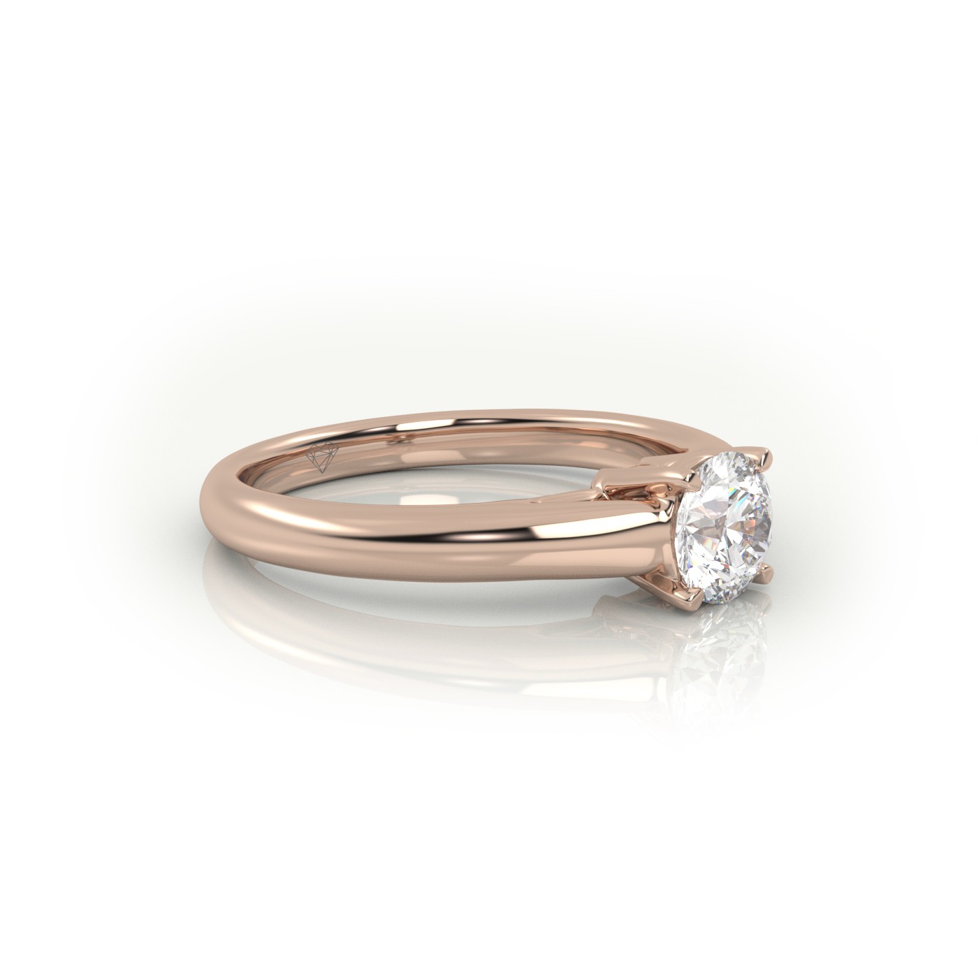 10K rose GOLD Round Cut Diamond Solitaire Ring