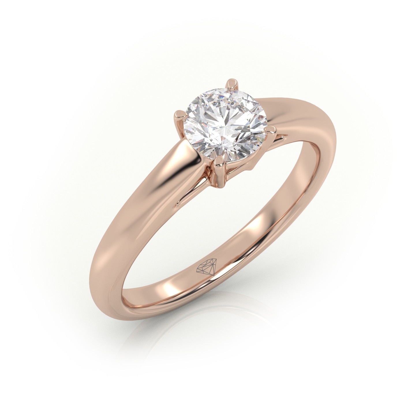 10K rose GOLD Round Cut Diamond Solitaire Ring