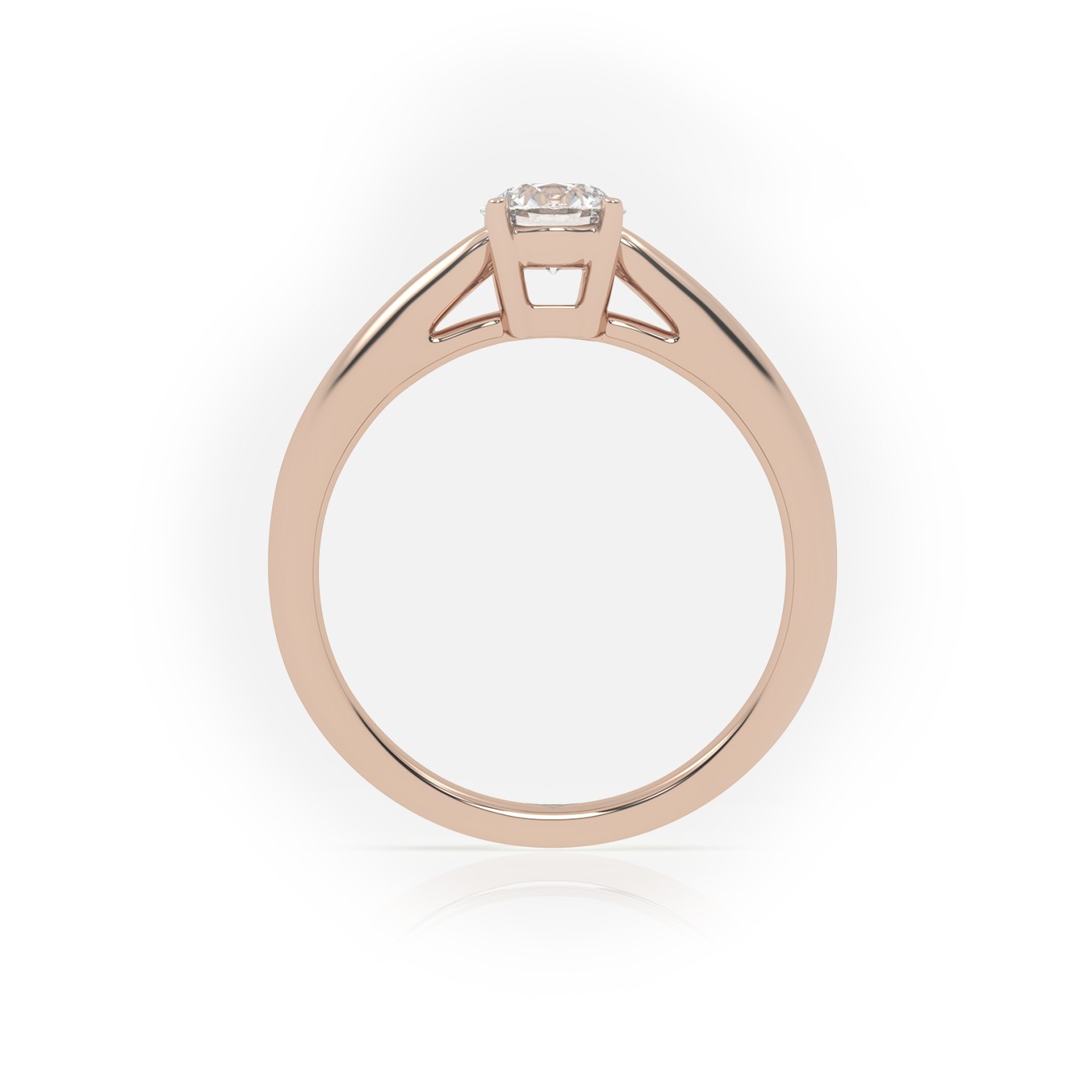 10K rose GOLD Round Cut Diamond Solitaire Ring
