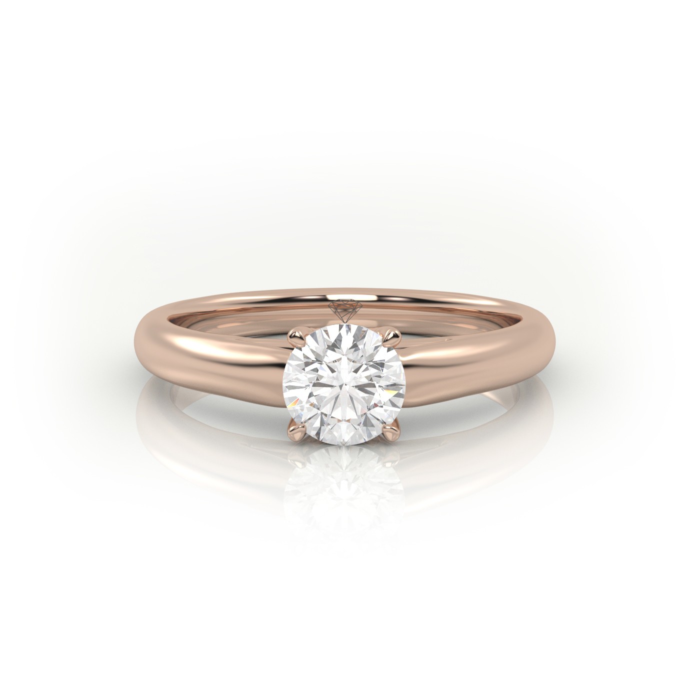 10K rose GOLD Round Cut Diamond Solitaire Ring