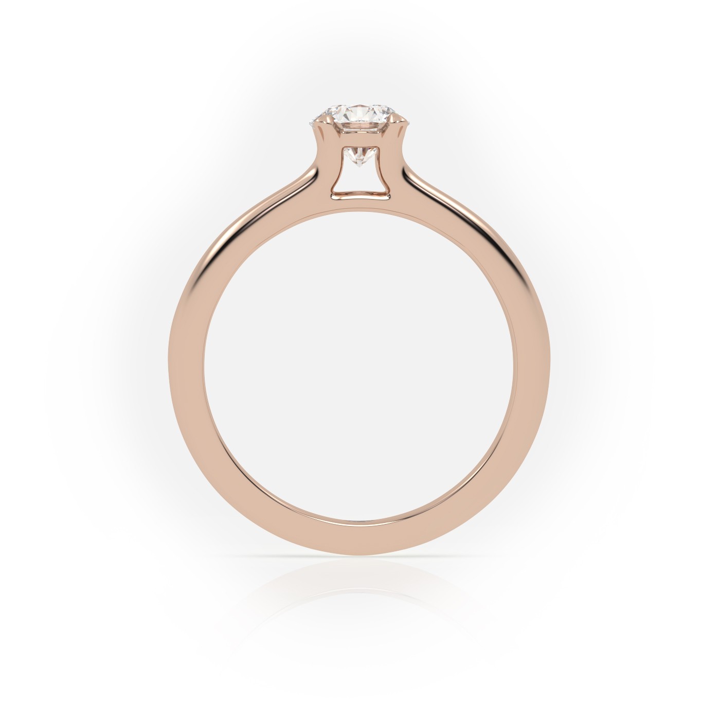 10K ROSE GOLD Elegant Round Cut Solitaire Engagement Ring