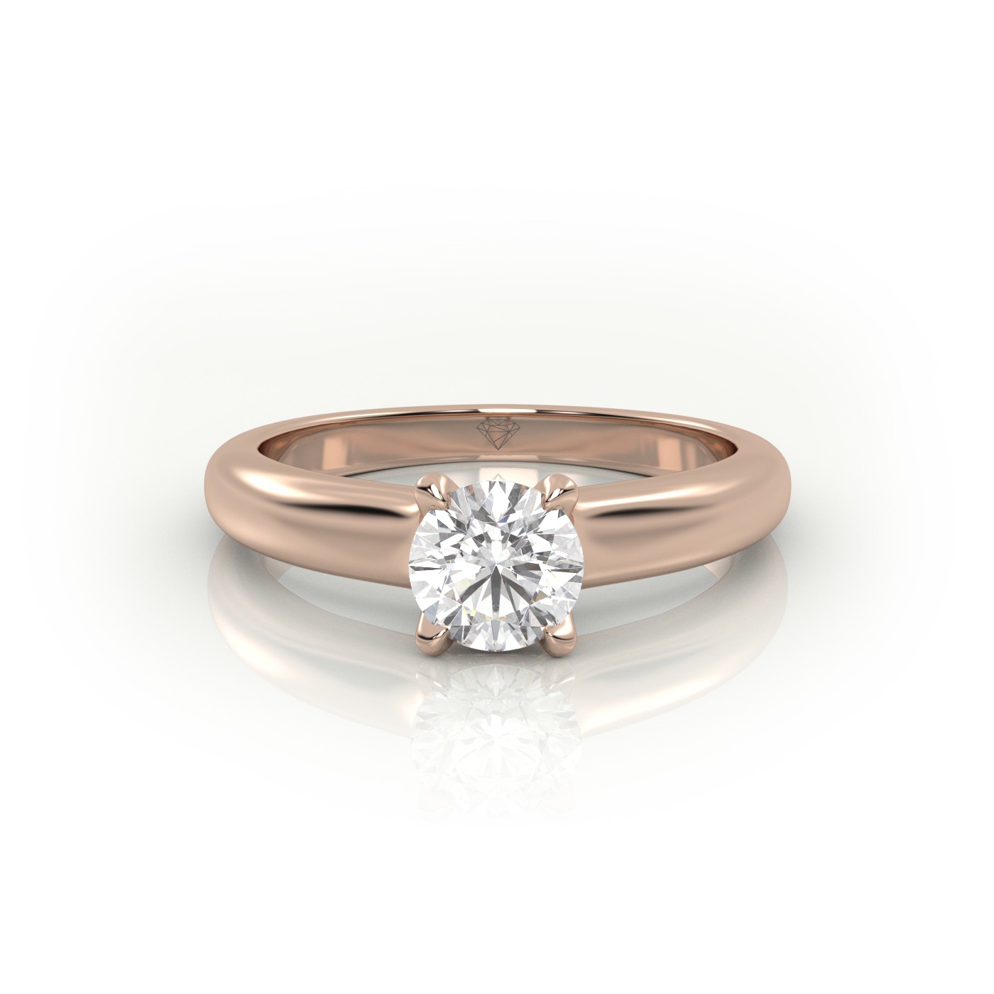 10K ROSE GOLD Elegant Round Cut Solitaire Engagement Ring