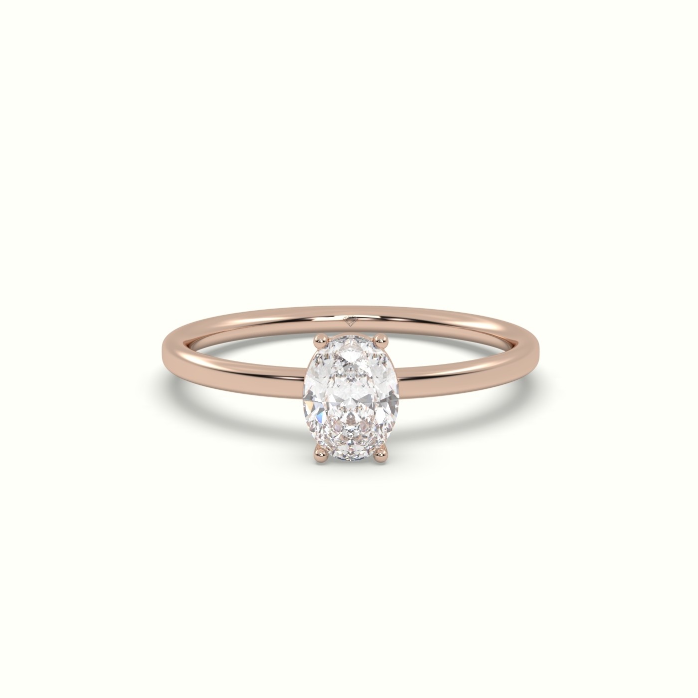 10K ROSE GOLD Oval Diamond Solitaire Ring 4 round prongs