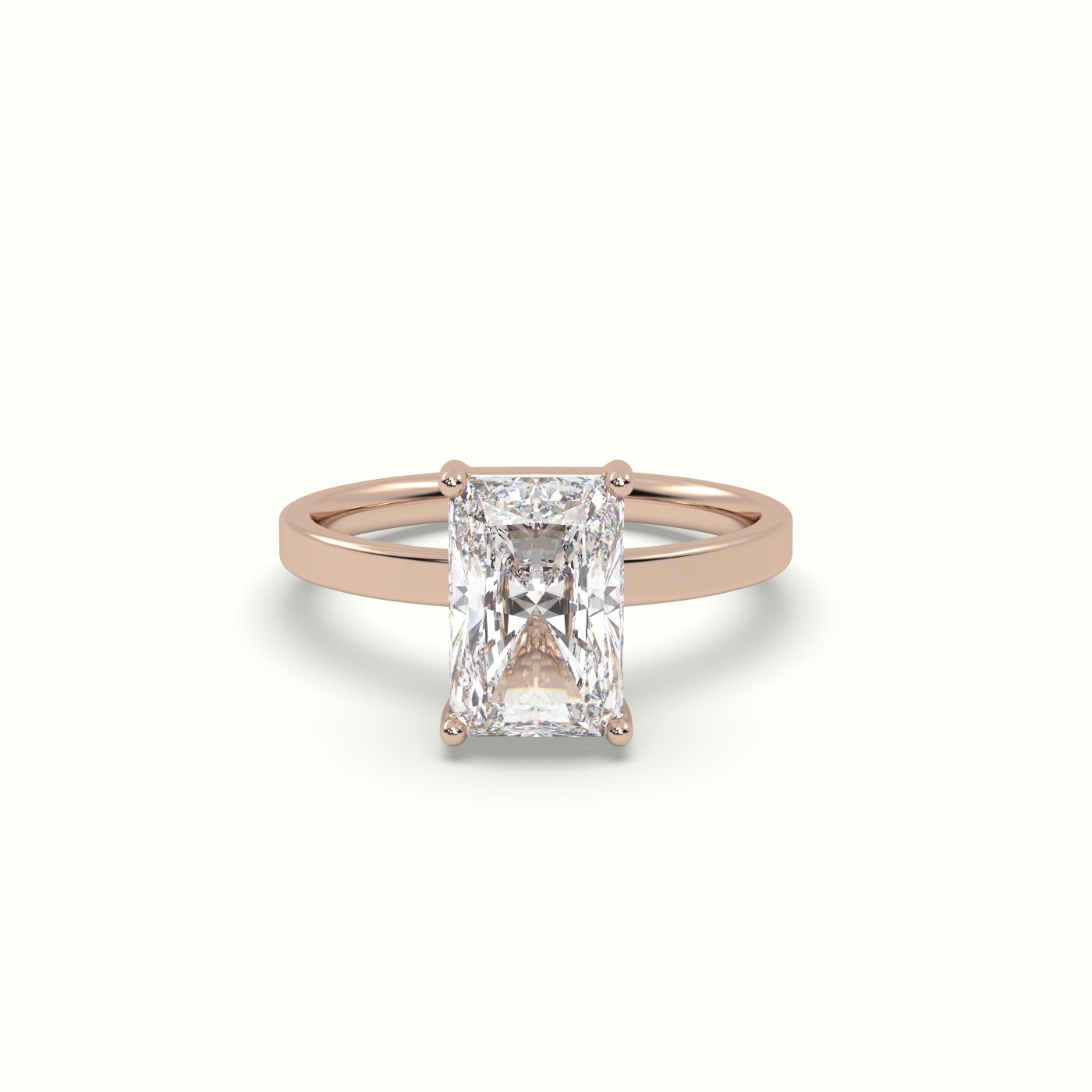 10K ROSE GOLD Radiant Cut Solitaire Diamond Ring Precious Jewels Antwerp Radiance