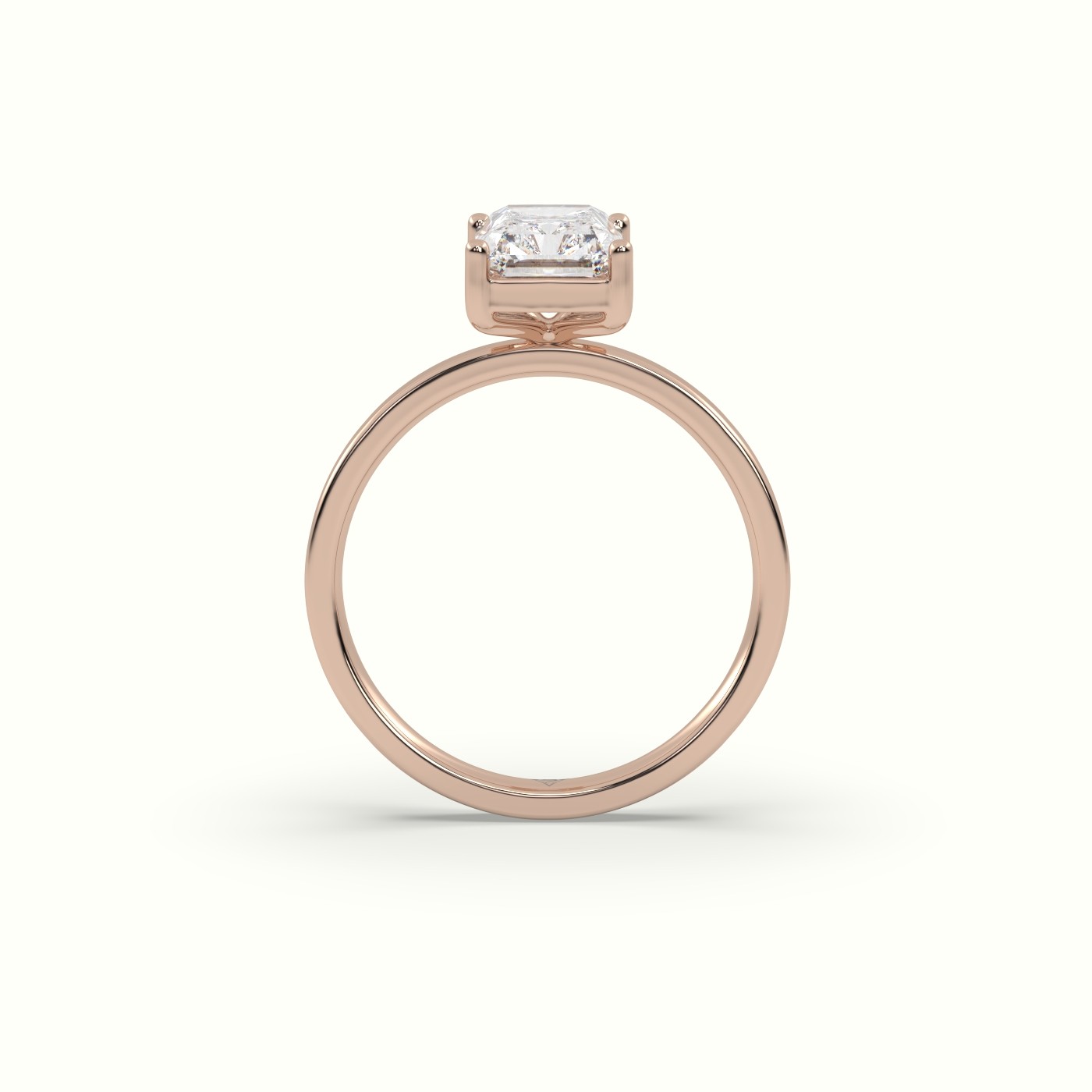 10K ROSE GOLD Radiant Cut Solitaire Diamond Ring Precious Jewels Antwerp Radiance