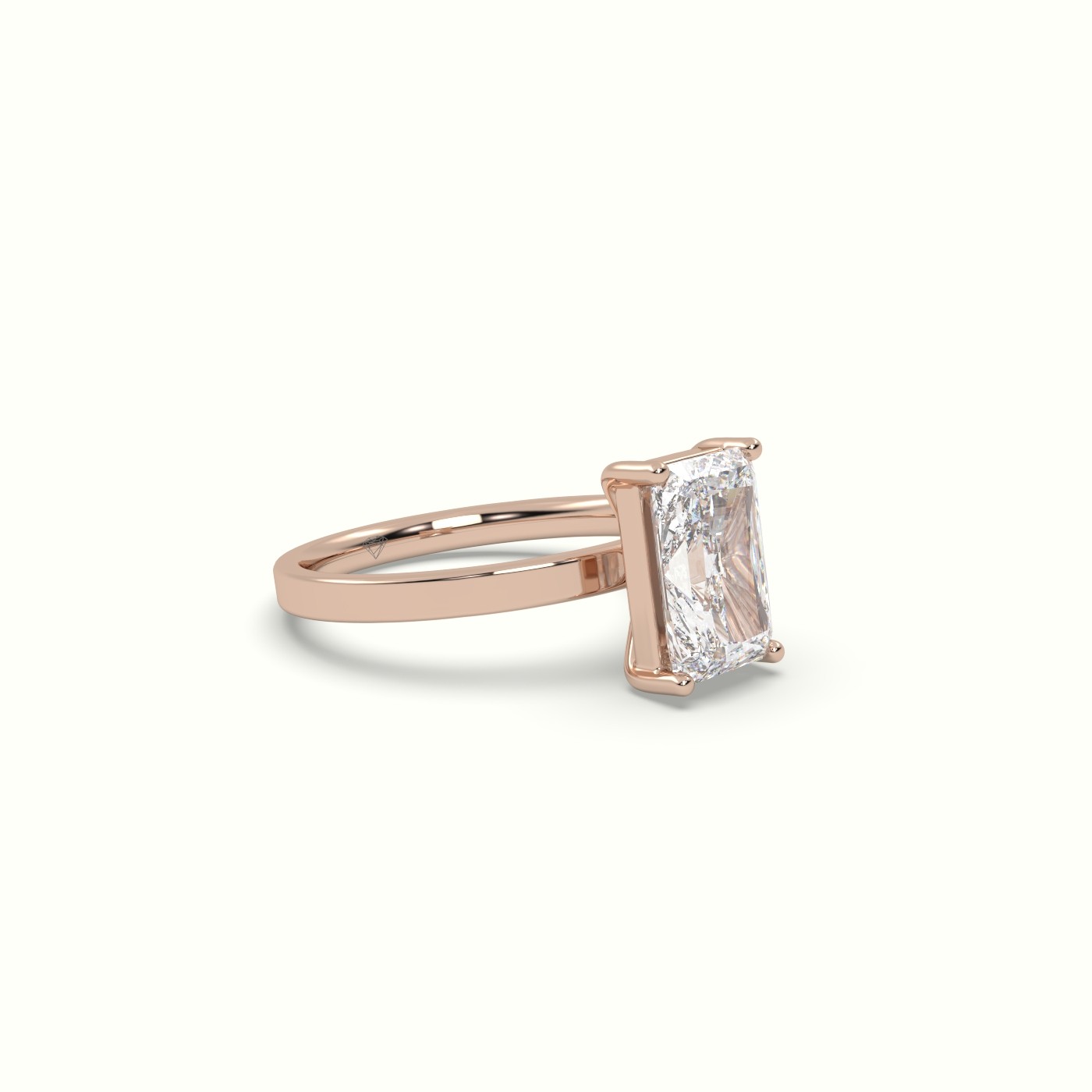 10K ROSE GOLD Radiant Cut Solitaire Diamond Ring Precious Jewels Antwerp Radiance