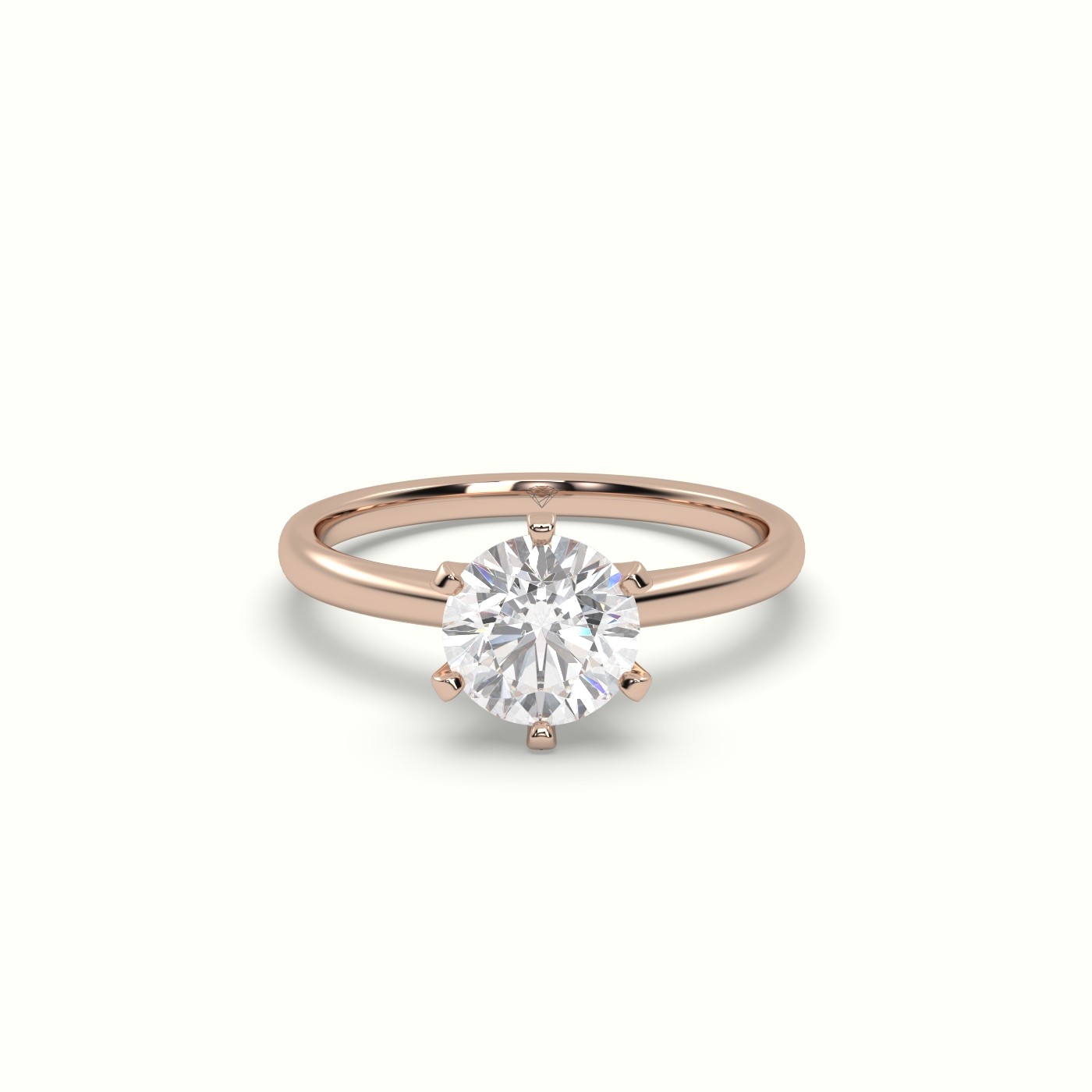 10K Rose Gold Solitaire Round Diamond Ring 6 Prong Master