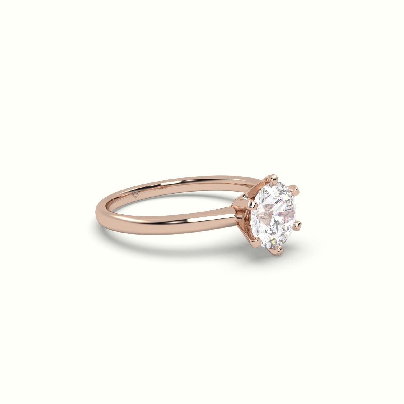 10K Rose Gold Solitaire Round Diamond Ring 6 Prong Master