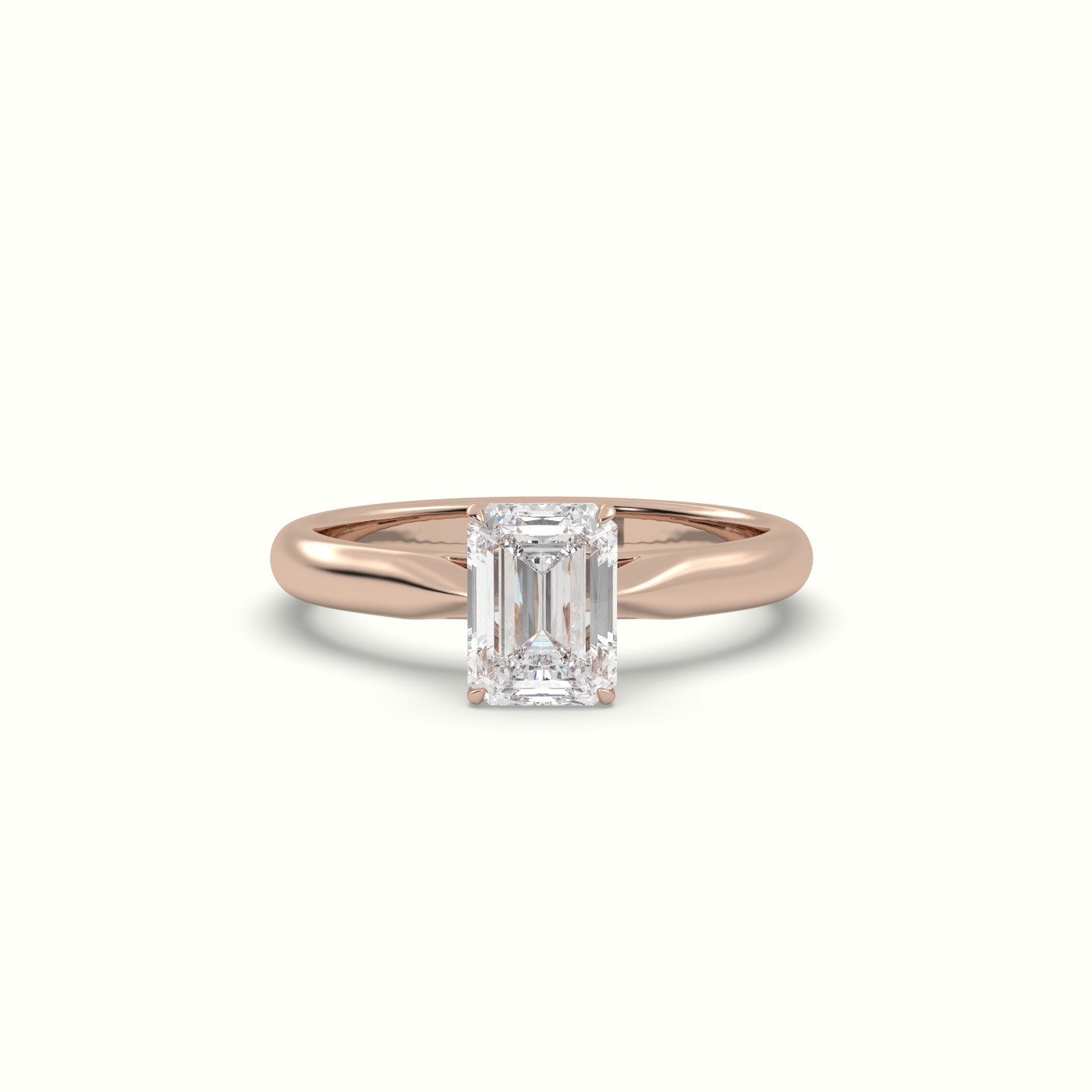 10K ROSE GOLD EMERALD DIAMOND CUT 4 PRONGS SOLITAIRE DESIGNER ENGAGEMENT RING