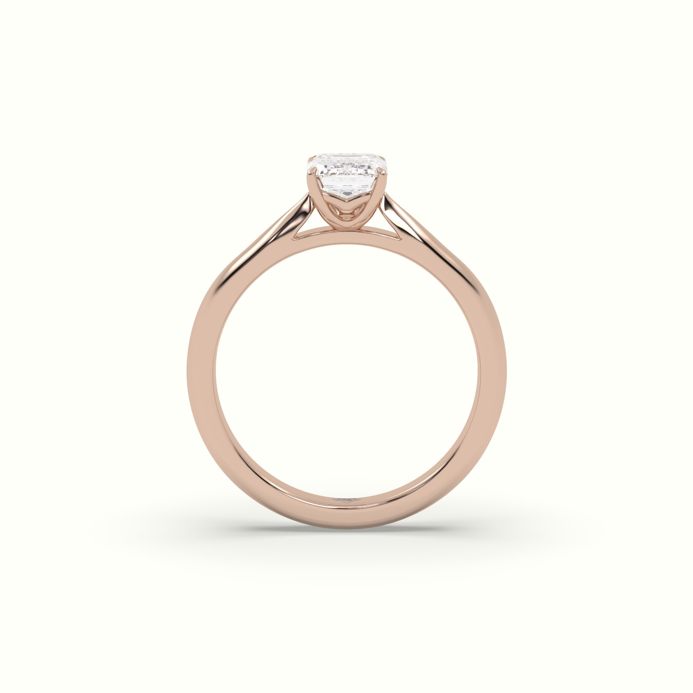 10K ROSE GOLD EMERALD DIAMOND CUT 4 PRONGS SOLITAIRE DESIGNER ENGAGEMENT RING