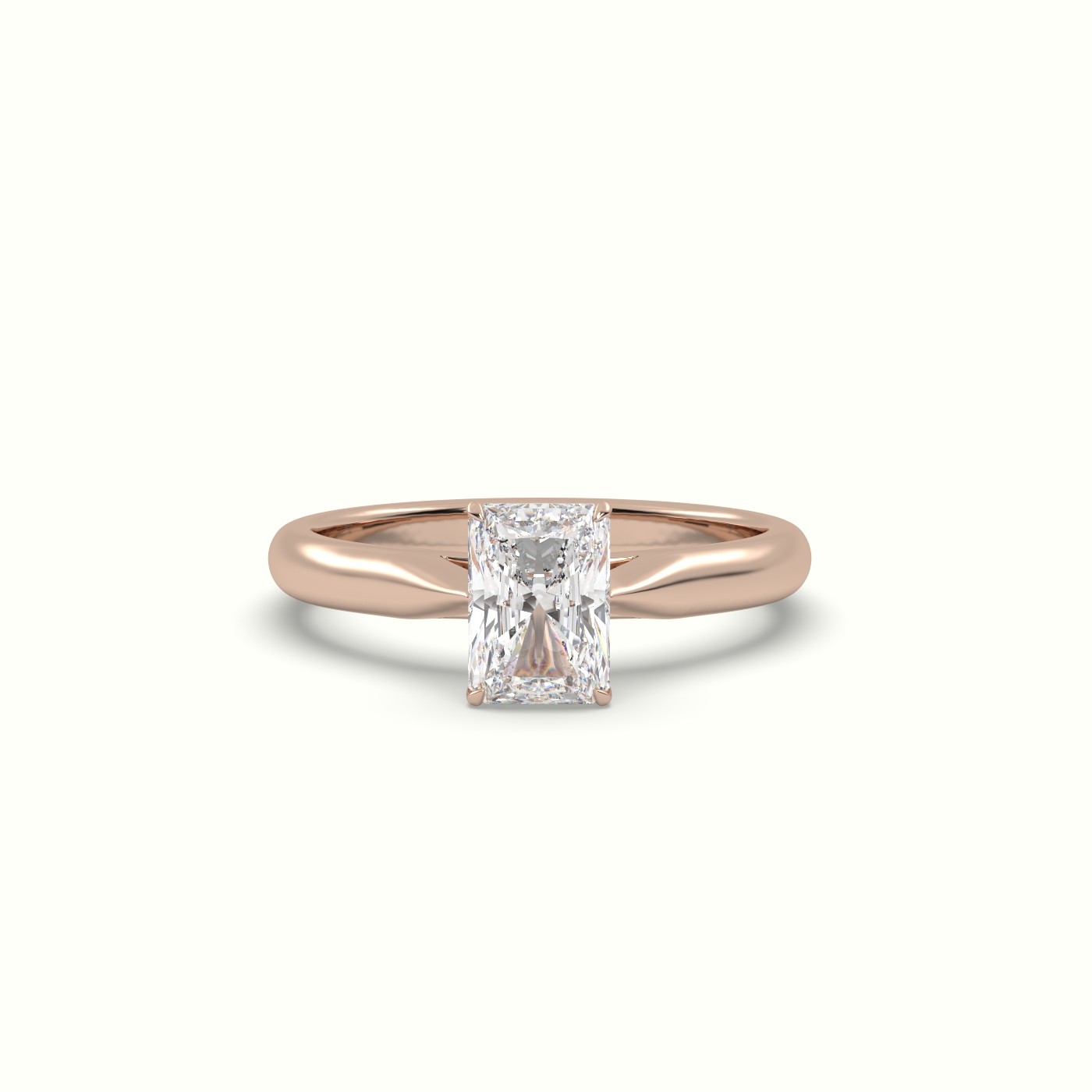 10K ROSE GOLD RADIANT CUT DIAMOND 4 PRONGS SOLITAIRE DESIGNER ENGAGEMENT RING