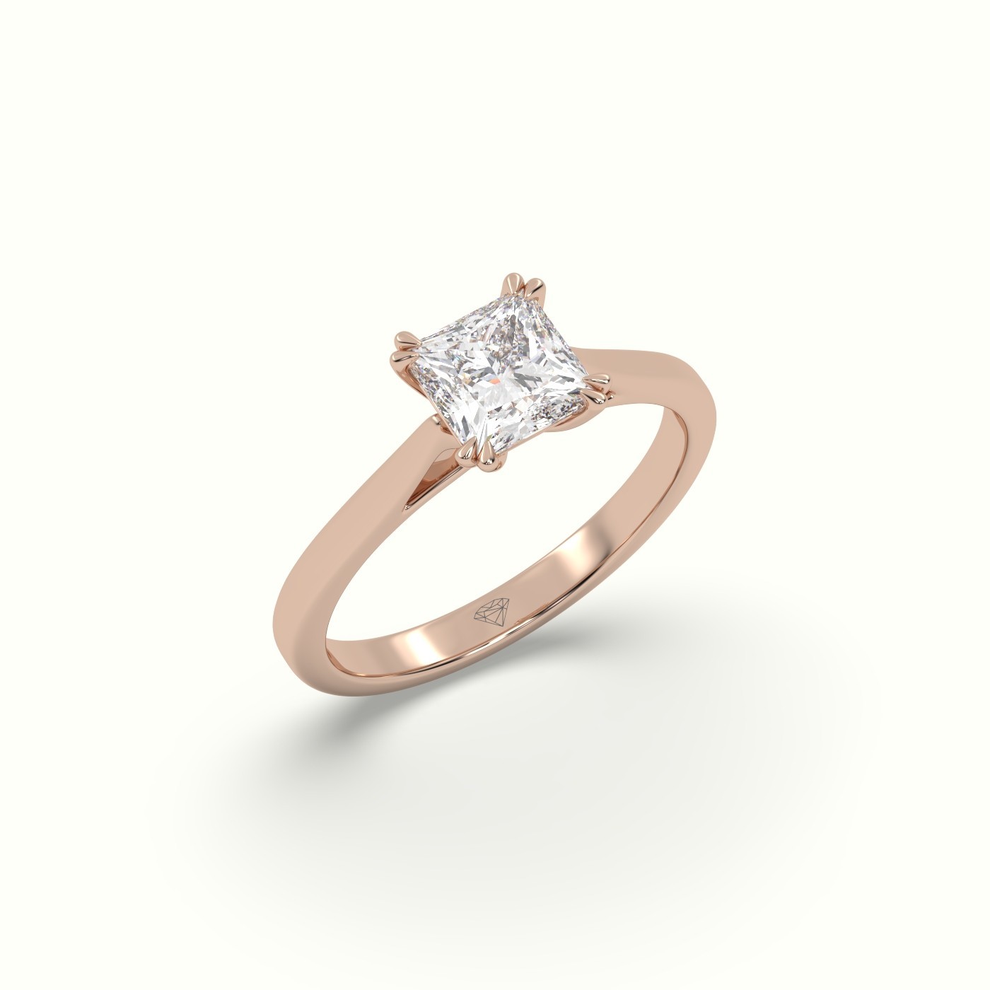 10K ROSE GOLD Princess Cut Diamond Engagement Ring