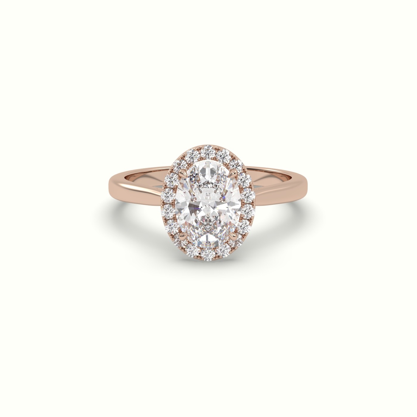 10K ROSE GOLD Oval Cut Diamond Halo Engagement Ring