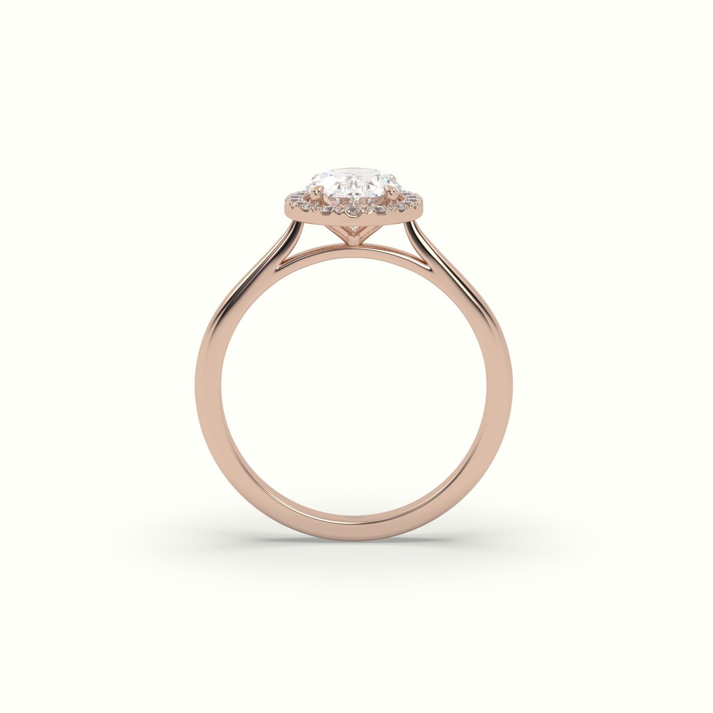 10K ROSE GOLD Oval Cut Diamond Halo Engagement Ring