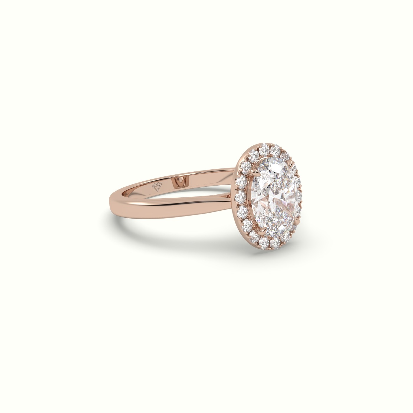 10K ROSE GOLD Oval Cut Diamond Halo Engagement Ring