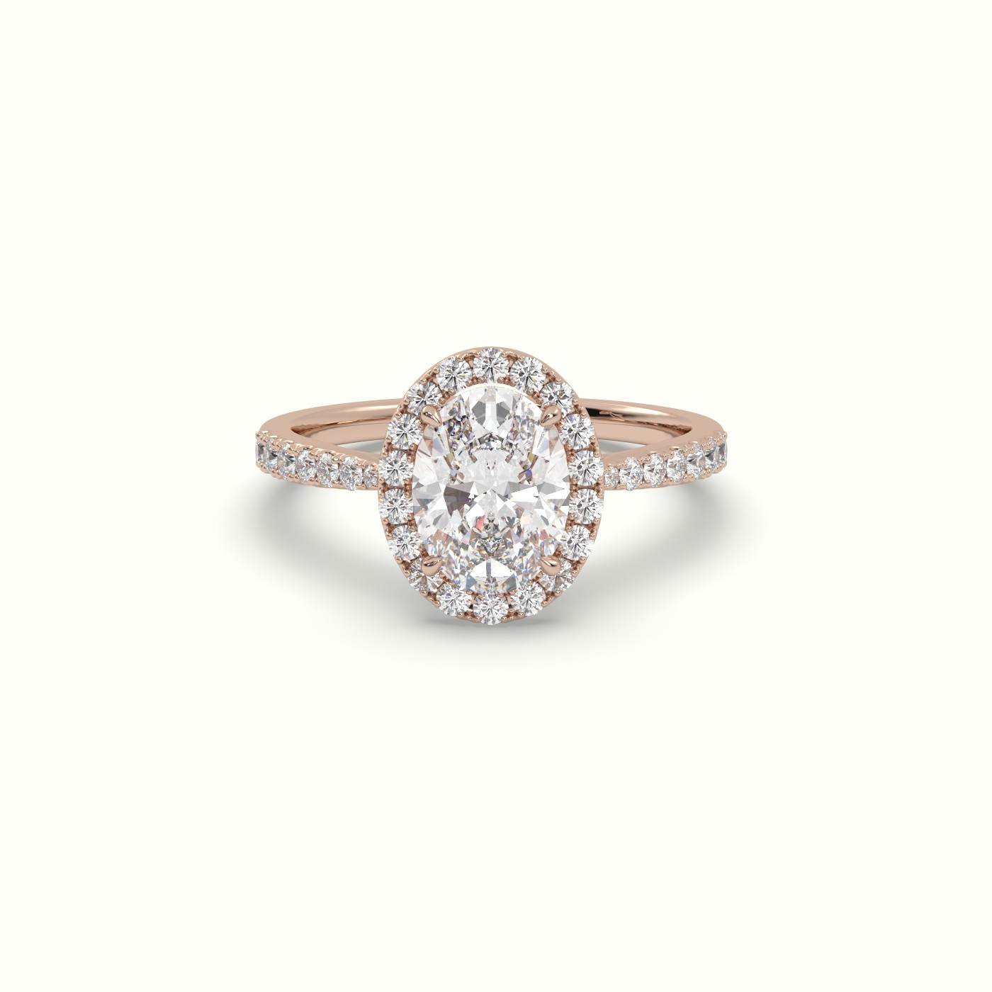 10K ROSE GOLD Oval Cut Diamond Halo Engagement Rings