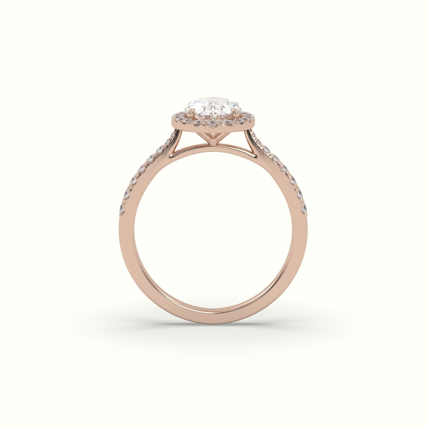 10K ROSE GOLD Oval Cut Diamond Halo Engagement Rings