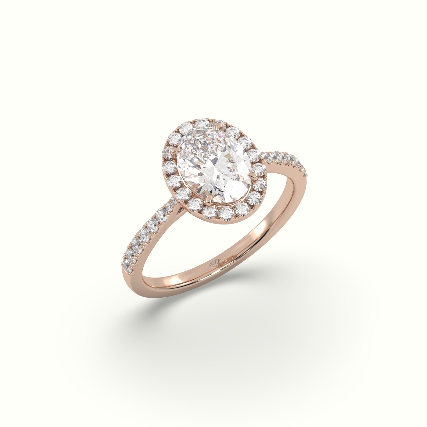 10K ROSE GOLD Oval Cut Diamond Halo Engagement Rings
