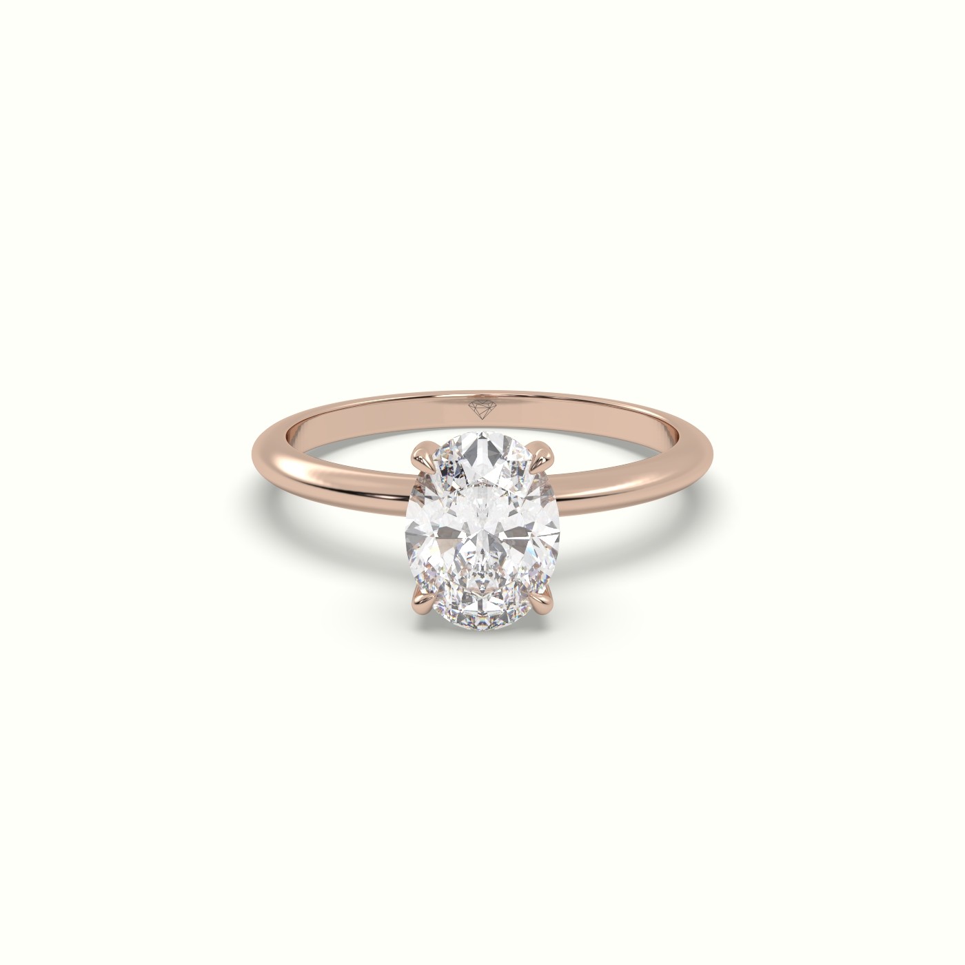 10K ROSE GOLD Oval Diamond Ring with Hidden Halo Setting