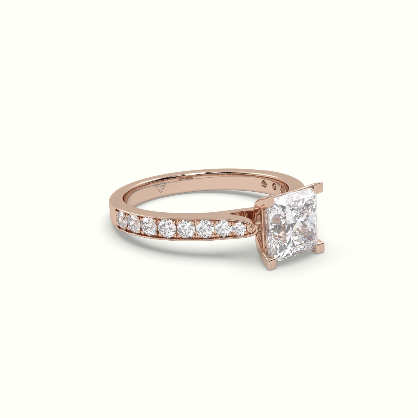 10K ROSE GOLD Princess Cut Diamond Engagament Ring With Pave Setting