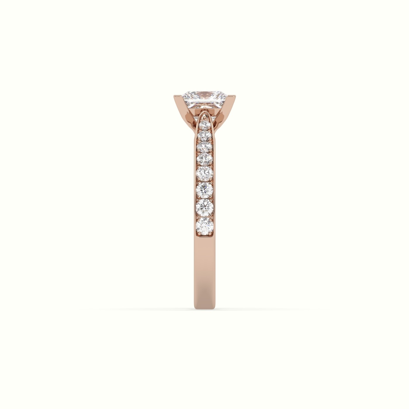 10K ROSE GOLD Princess Cut Diamond Engagament Ring With Pave Setting