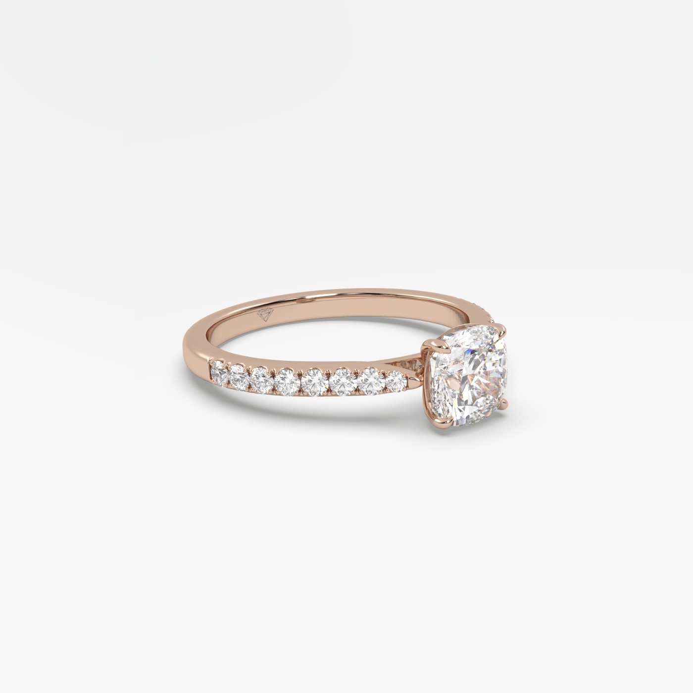 10K ROSE GOLD Cushion-Cut Pave Set Diamond Engagement Ring