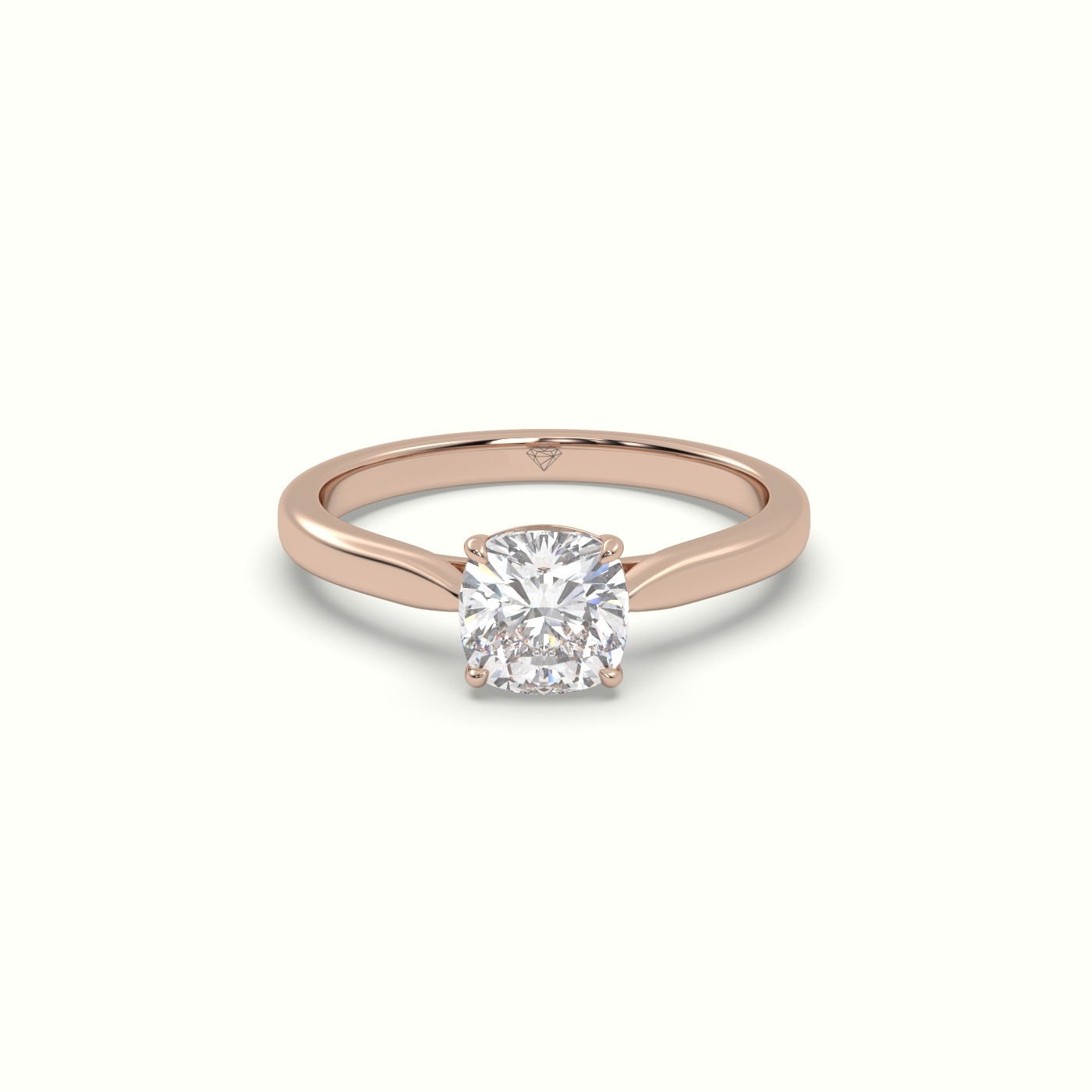 10K ROSE GOLD Cushion-Cut Solitaire Engagement Ring