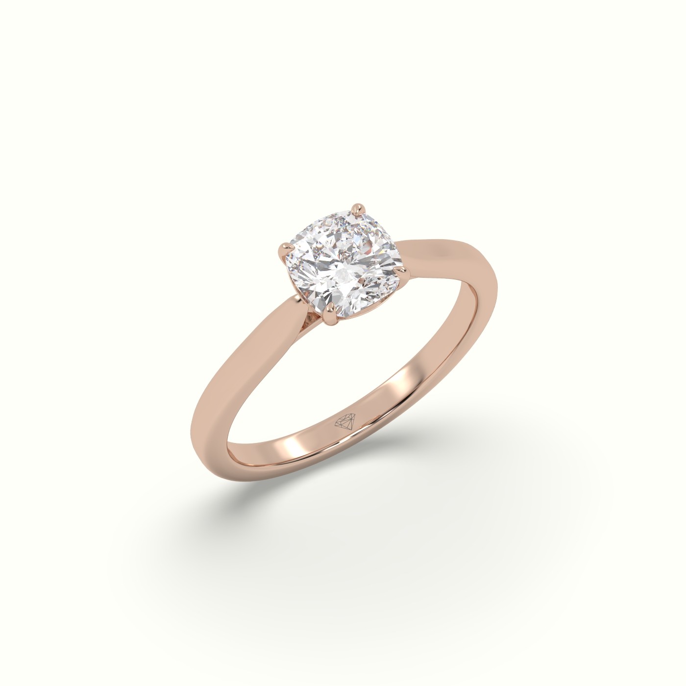 10K ROSE GOLD Cushion-Cut Solitaire Engagement Ring