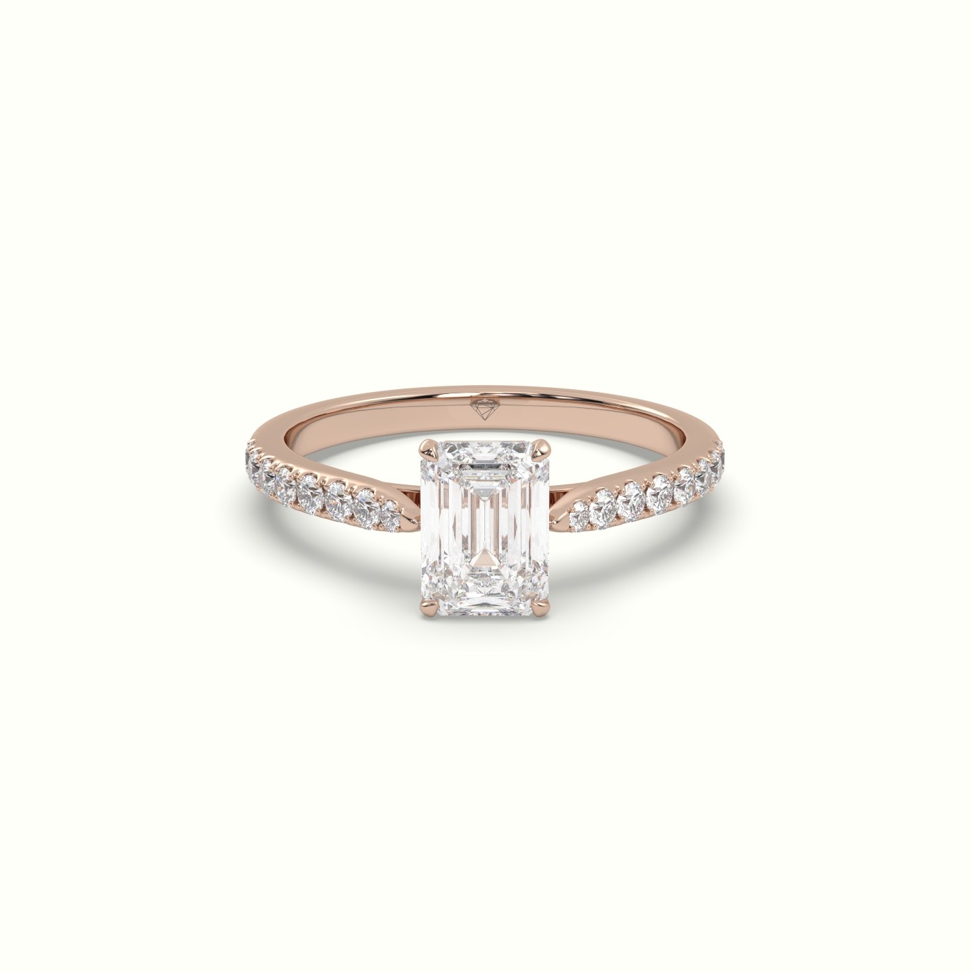 10K ROSE GOLD Single Emerald Diamond Engagement Ring