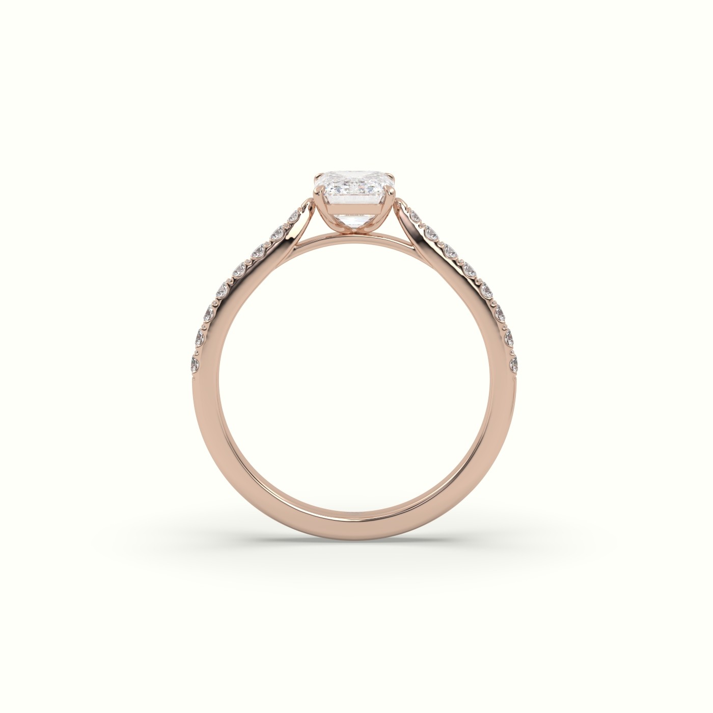 10K ROSE GOLD Single Emerald Diamond Engagement Ring