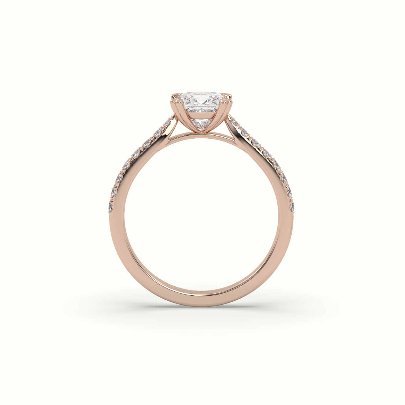 10K ROSE GOLD Princess-Cut Diamond Pave Engagement Ring