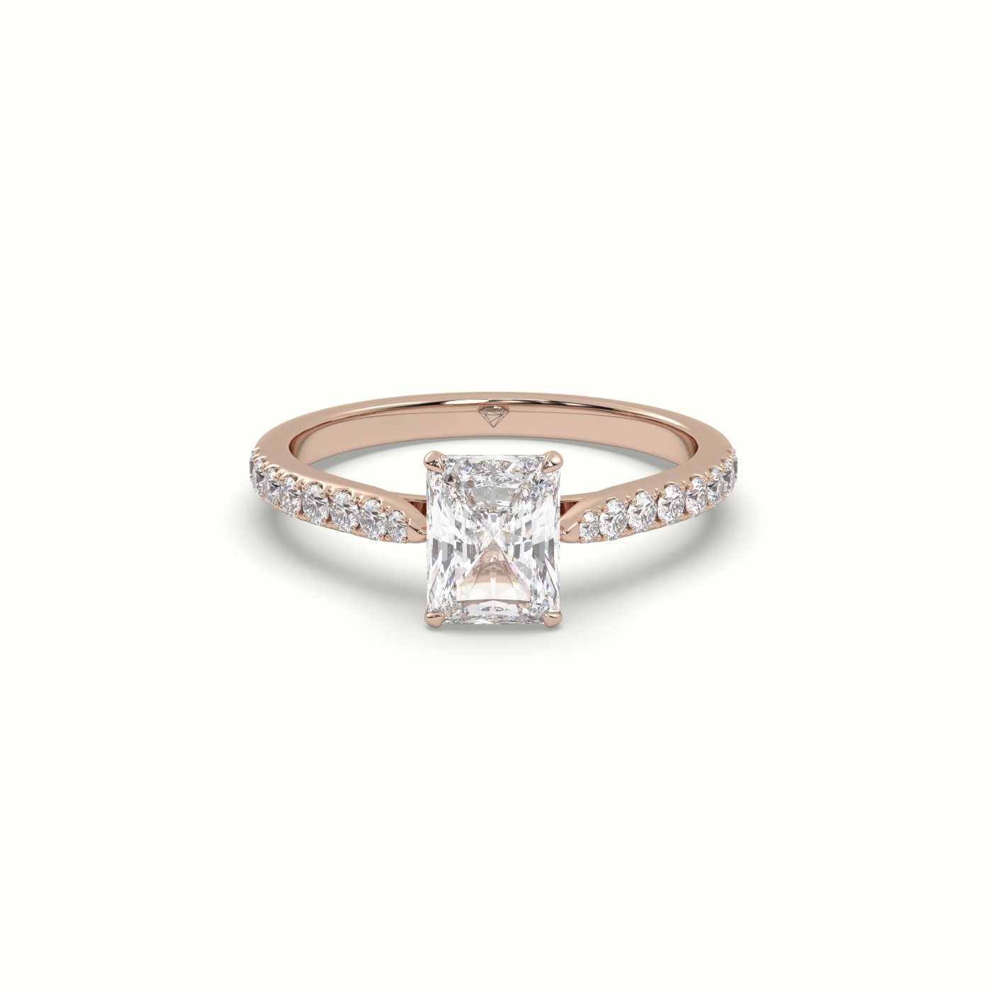 10K ROSE GOLD Radiant Cut Diamond Engagement Ring