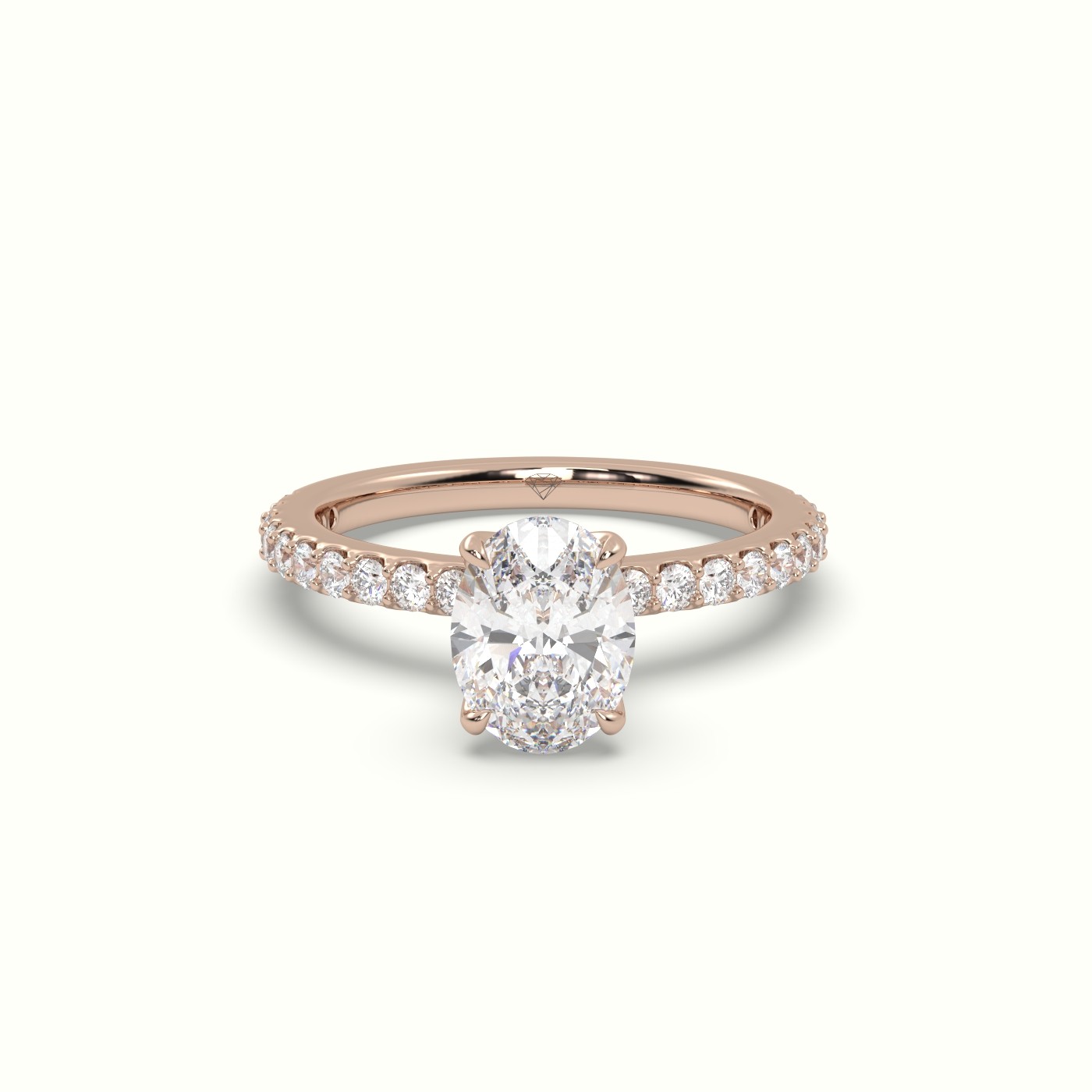 10K ROSE GOLD OVAL DIAMOND PAVE ENGAGEMENT RING