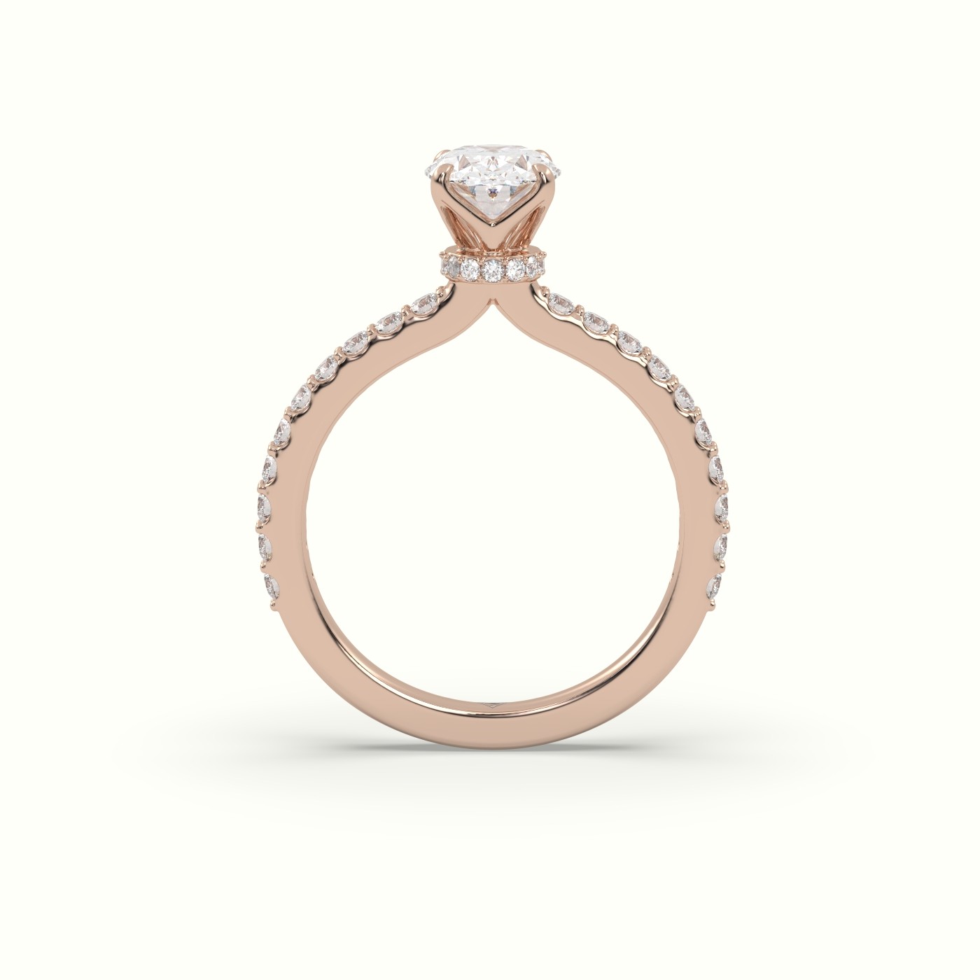 10K ROSE GOLD OVAL DIAMOND PAVE ENGAGEMENT RING