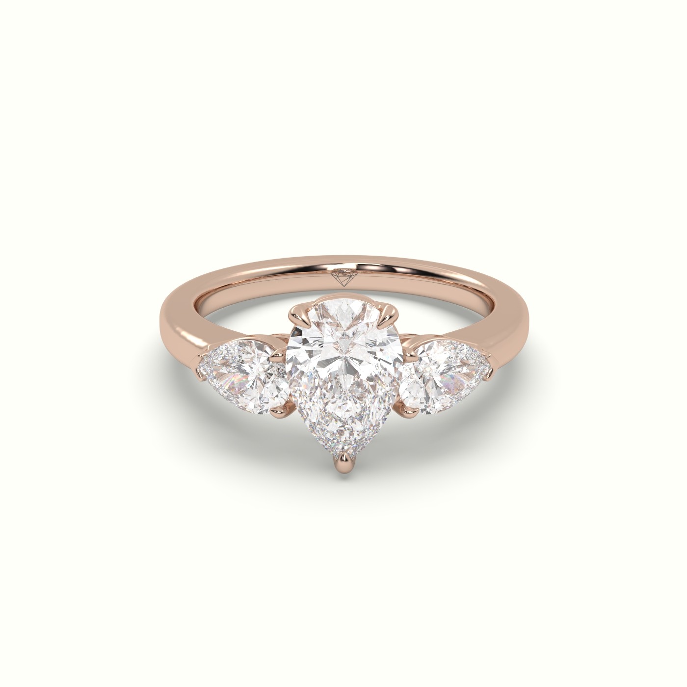 10K Rose Gold Pear Diamond Trilogy Ring