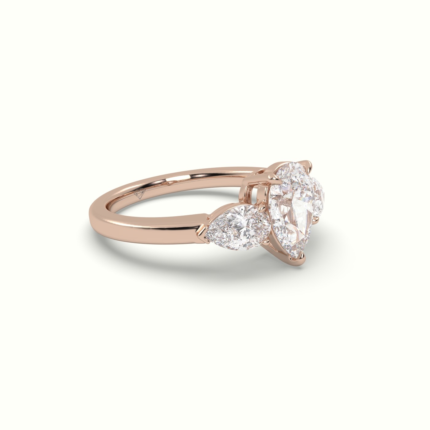 10K Rose Gold Pear Diamond Trilogy Ring